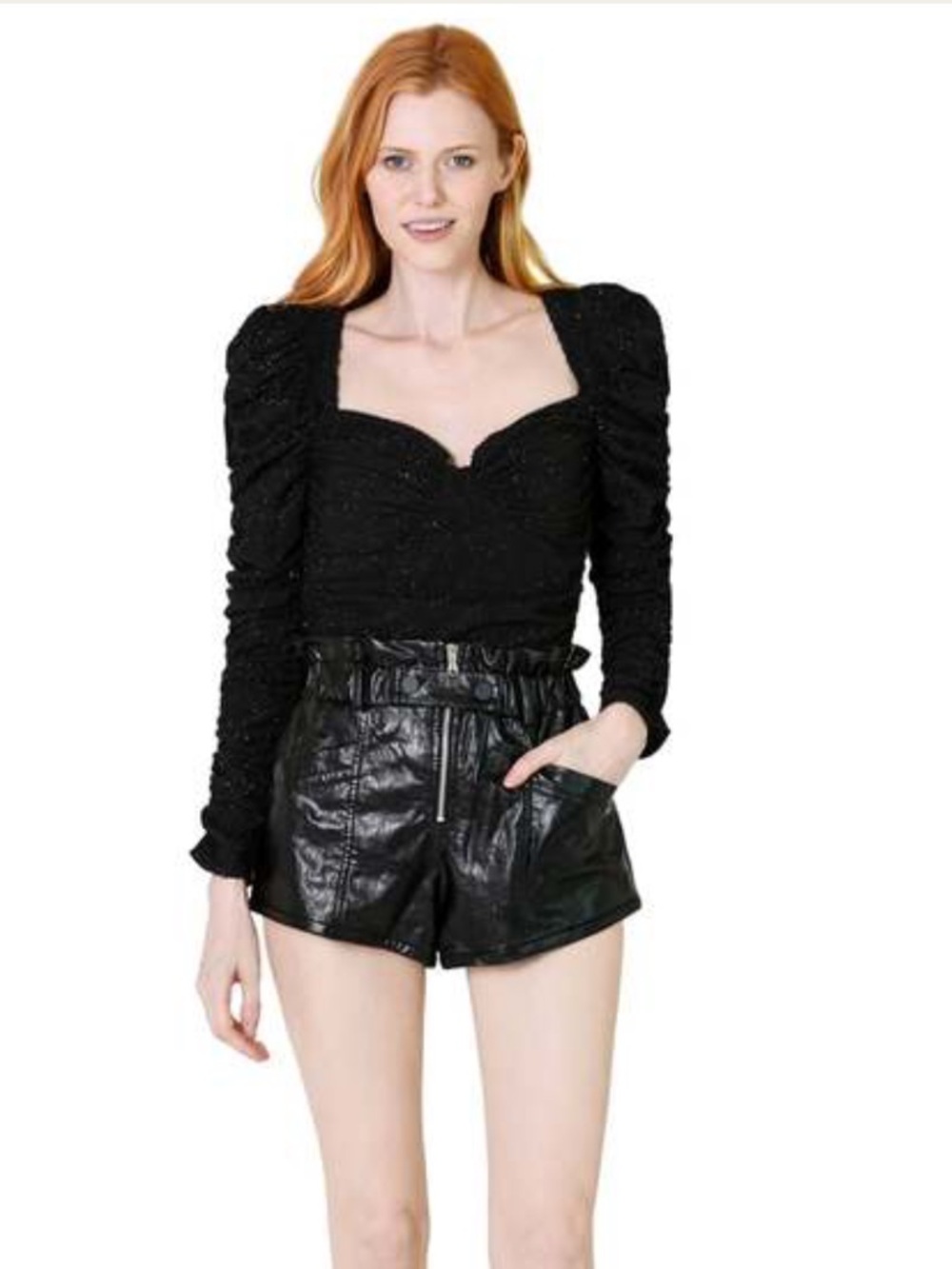 Sea New York Laurence Faux Leather Shorts